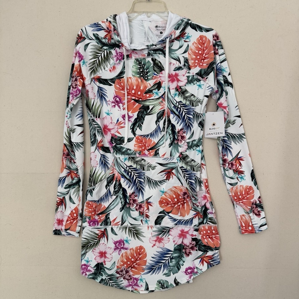 NWT BloqUV x Jantzen Hoodie Dress Cover Up SWIM Sun Cover Up Size Small